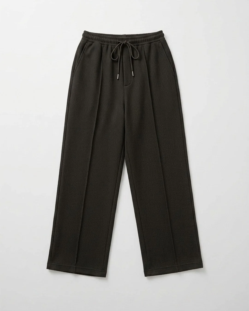 Waffle Relaxed Fit Trousers – Black