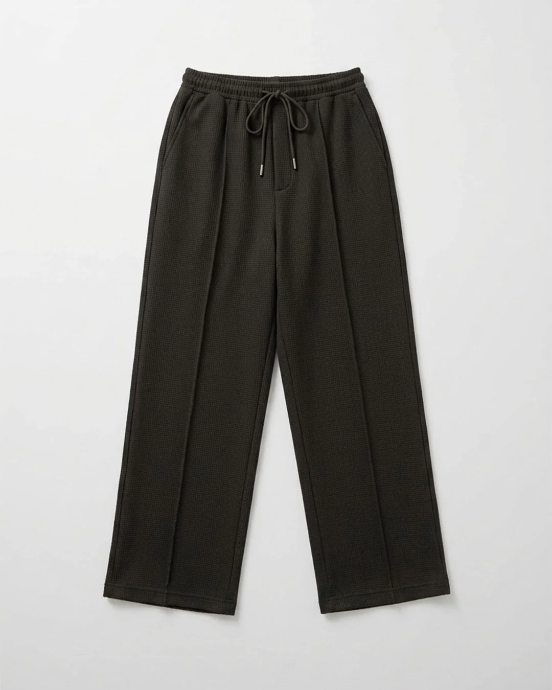 Waffle Relaxed Fit Trousers – Black