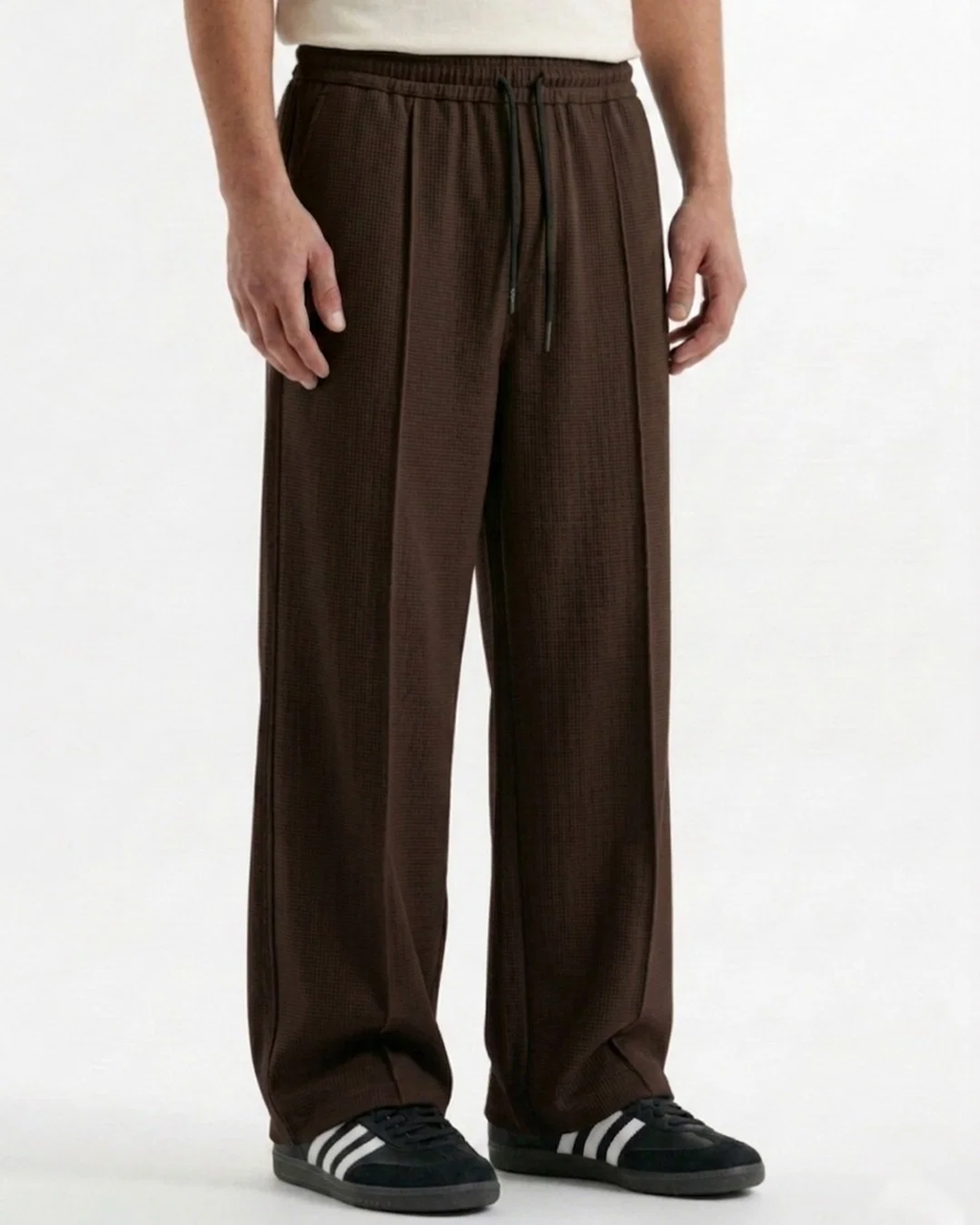 Waffle Relaxed Fit Trousers – Brown D18