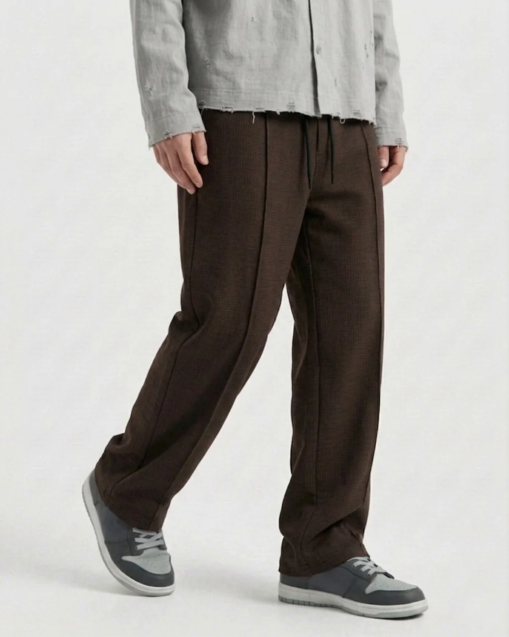 Waffle Relaxed Fit Trousers – Brown D18